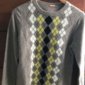 J. Crew cashmere argyle sweater. EUC size M